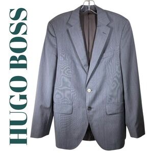 HUGO BOSS Men's Super 100 Wool Blend Blazer Jacket Gray Elevated Business, 34R